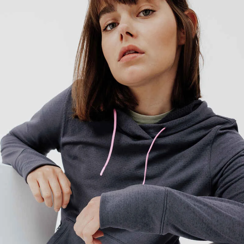 Kalenji Sweat à Capuche Running Chaud Femme - Hood 500 Gris Foncé 4 Kalenji Sweat à Capuche Running Chaud Femme - Hood 500 Gris Foncé – Image 4