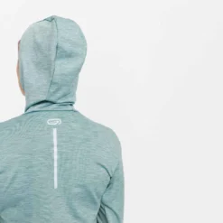 Kalenji Sweat Running à Capuche Femme - Warm Vert -Sportmania sweat capuche running run warm noir femme 5