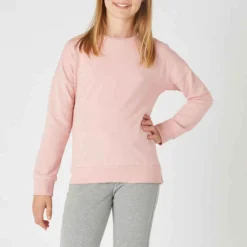 Sweat Col Rond Enfant French Terry Coton - Basique Rose -Sportmania sweat col rond rose enfant 2