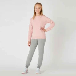 Sweat Col Rond Enfant French Terry Coton - Basique Rose -Sportmania sweat col rond rose enfant 3