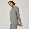 Sweat à Capuche Long Fitness Femme - 500 Essentials Gris