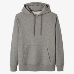 Sweat à Capuche Long Fitness Femme - 500 Essentials Gris -Sportmania sweat shirt a capuche long col rond femme droit 500 essentials gris 6