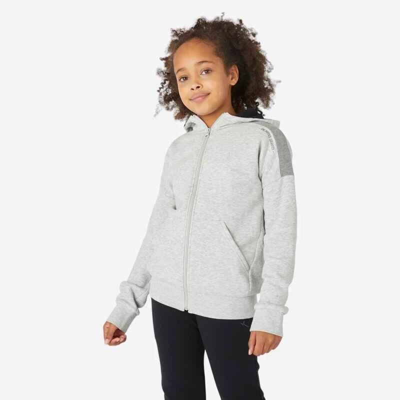 Sweat Zippé à Capuche Chaud Enfant - 500 Gris Chiné Clair 1 Sweat Zippé à Capuche Chaud Enfant - 500 Gris Chiné Clair
