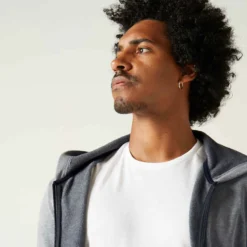 Sweat Zippé à Capuche Fitness Homme - 100 Gris -Sportmania sweat zippe a capuche col rond droit homme avec poche 100 gris 4