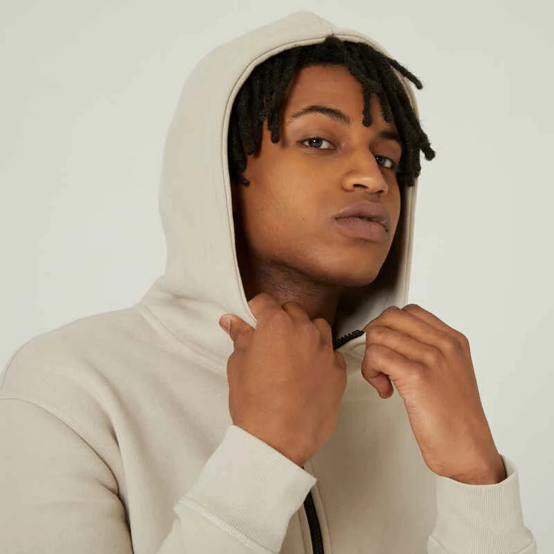 Sweat Zippé à Capuche Fitness Homme - 520 Lin 3 Sweat Zippé à Capuche Fitness Homme - 520 Lin – Image 3