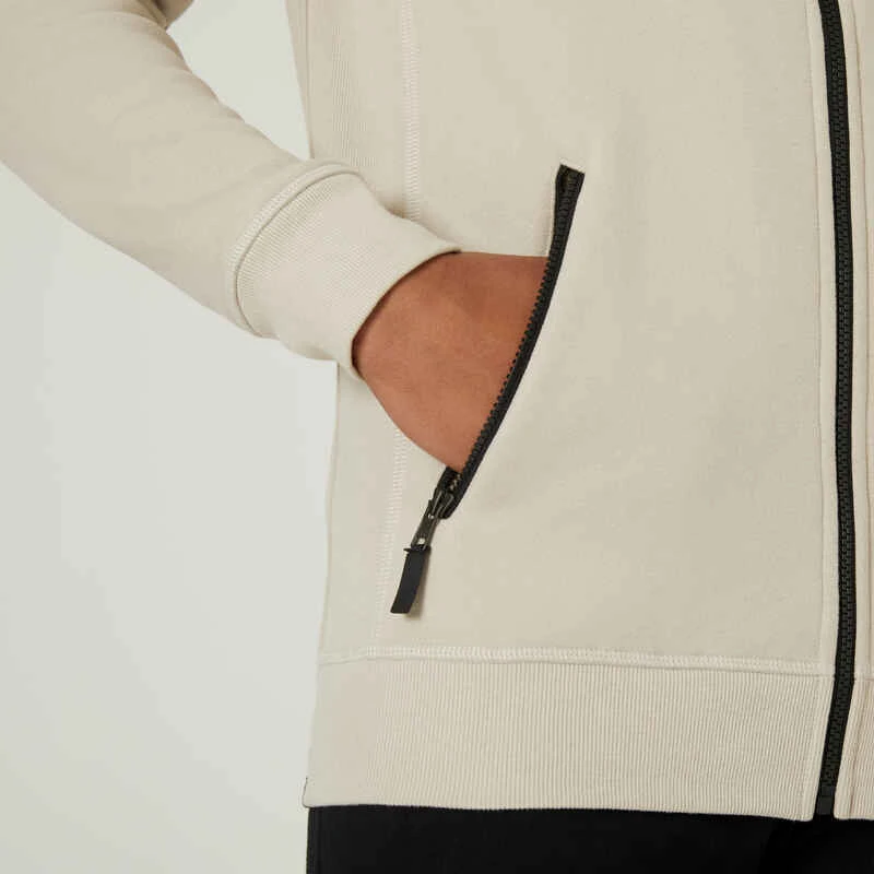 Sweat Zippé à Capuche Fitness Homme - 520 Lin 4 Sweat Zippé à Capuche Fitness Homme - 520 Lin – Image 4