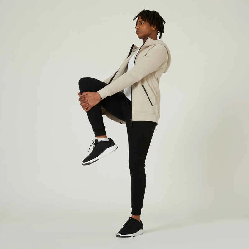 Sweat Zippé à Capuche Fitness Homme - 520 Lin 6 Sweat Zippé à Capuche Fitness Homme - 520 Lin – Image 6