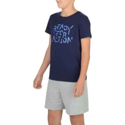 T-Shirt 100 Manches Courtes Gym Garçon Imprimé Bleu -Sportmania t shirt 100 manches courtes gym garcon imprime bleu 4