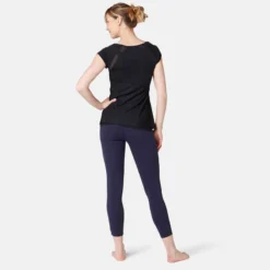 T-Shirt 2 En 1 Pilates Gym Douce Femme Noir -Sportmania t shirt 2 en 1 pilates gym douce femme bleu marine 3
