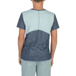 T-Shirt 500 Manches Courtes Gym Garçon Gris Bleu -Sportmania t shirt 500 manches courtes gym garcon gris bleu 2