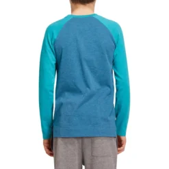 T-Shirt 500 Manches Longues Gym Garçon Imprimé Bleu Pétrole -Sportmania t shirt 500 manches longues gym garcon imprime bleu marine 3