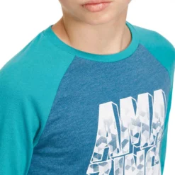 T-Shirt 500 Manches Longues Gym Garçon Imprimé Bleu Pétrole -Sportmania t shirt 500 manches longues gym garcon imprime bleu marine 6