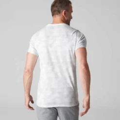 T-shirt 520 Slim Col Rond Gym Stretching Homme Blanc AOP -Sportmania t shirt 520 slim col rond gym stretching homme blanc aop 2