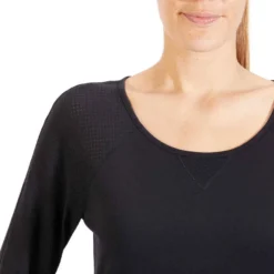 T-Shirt 900 Manches Longues Gym & Pilates Femme Noir -Sportmania t shirt 900 manches longues gym pilates femme kaki 7