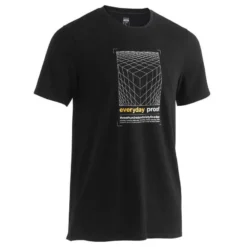 T-shirt Fitness Manches Courtes Slim Coton Col Rond Homme Noir à Motifs -Sportmania t shirt coton extensible fitness slim 17