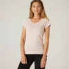T-shirt Col V Fitness Femme - 500 Rose Quartz