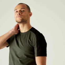 T-Shirt Coton Extensible Fitness Tombé Arrondi Slim Kaki 10 T-Shirt Coton Extensible Fitness Tombé Arrondi Slim Kaki -Sportmania t shirt coton extensible fitness tombe arrondi slim kaki 3