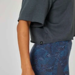 T-shirt Crop Top Fitness Femme - 520 Gris Abysses -Sportmania t shirt crop top fitness femme 520 gris abysses 4