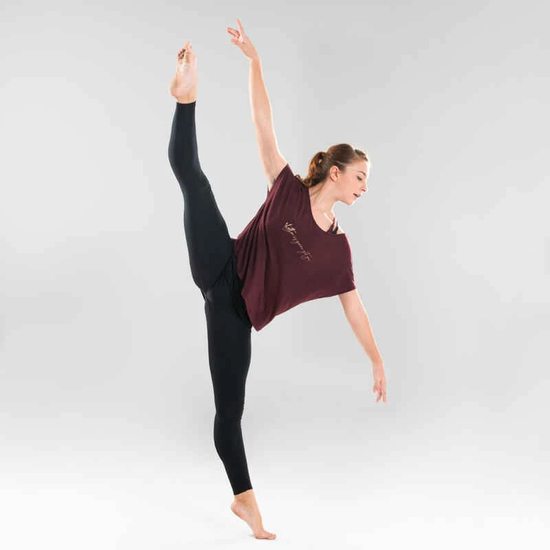 T-shirt Danse Moderne Bordeaux Fluide Femme 2 T-shirt Danse Moderne Bordeaux Fluide Femme – Image 2