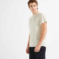 T-shirt De Fitness Collection Respirant Col Rond Homme - Beige