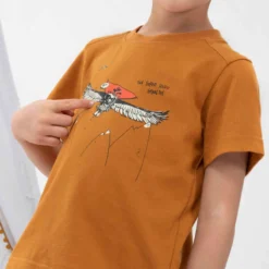 Quechua T-shirt De Randonnée - MH100 KID Marron Phosphorescent - Enfant 2-6 ANS -Sportmania t shirt de randonnee mh100 bleu enfant 2 6 ans 5