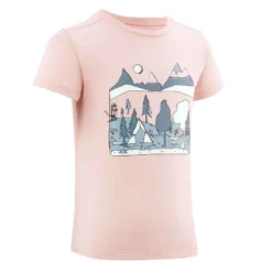 Quechua T-shirt De Randonnée - MH100 KID Rose Pâle Phosphorescent - Enfant 2-6 ANS