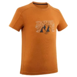 Quechua T-Shirt De Randonnée - MH100 Ocre - Enfant 7-15 Ans