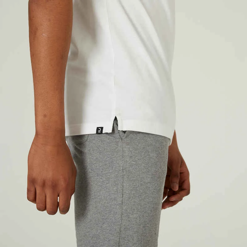 T-shirt Fitness Homme - 520 Blanc Et Bleu 4 T-shirt Fitness Homme - 520 Blanc Et Bleu – Image 4