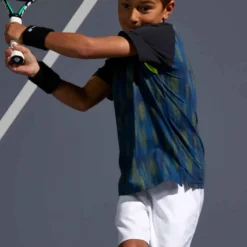 Artengo T SHIRT ENFANT 500 NOIR JAUNE -Sportmania t shirt enfant 500 noir jaune 3