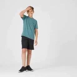 T-shirt Enfant Coton Respirant - 500 Vert Kaki -Sportmania t shirt enfant coton respirant 500 gris fonce 4