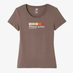 T-shirt Fitness Manches Courtes Col Rond Coton Femme - 500 Gris Foncé -Sportmania t shirt fitness manches courtes col rond coton femme 500 gris fonce 4