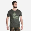 T-shirt Manches Courtes Chasse Coton Homme - 100 Chien Arrêt Vert