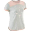 T-Shirt Manches Courtes Coton Respirant 500 Fille GYM ENFANT Gris Rose Imprimé