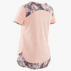 T-Shirt Manches Courtes Coton Respirant 500 Fille GYM ENFANT Rose Chiné AOP Gris -Sportmania t shirt manches courtes coton respirant 500 fille gym enfant rose chine aop gris 2
