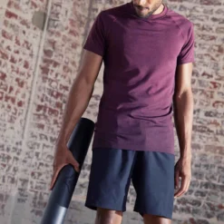 T SHIRT MANCHES COURTES SANS COUTURE YOGA DYNAMIQUE HOMME BORDEAUX -Sportmania t shirt manches courtes sans coutures yoga dynamique homme bordeaux 5