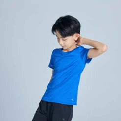 T-shirt Enfant Synthétique Respirant - 500 Bleu -Sportmania t shirt manches courtes synthetique respirant s500 garcon gym enfant gris 4
