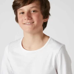 T-Shirt Manches Longues Basique Blanc ENFANT -Sportmania t shirt manches longues 100 garcon gym enfant blanc 2