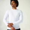 T-shirt Fitness Basic Manches Longues Slim Coton Col Rond Homme Blanc Glacier