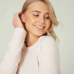 T-shirt Manches Longues Fitness Femme - 500 Rose -Sportmania t shirt manches longues fitness femme coton droit 500 rose 3