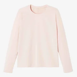 T-shirt Manches Longues Fitness Femme - 500 Rose -Sportmania t shirt manches longues fitness femme coton droit 500 rose 5