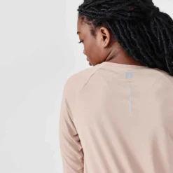 Kalenji T-shirt Manches Longues Running Anti-UV Femme - Sum Protect Long Beige -Sportmania t shirt manches longues jogging femme run sun protect long noir 3