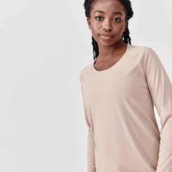 Kalenji T-shirt Manches Longues Running Anti-UV Femme - Sum Protect Long Beige -Sportmania t shirt manches longues jogging femme run sun protect long noir 4