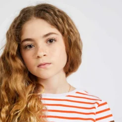 Tribord T-Shirt Manches Longues - Marinière De Voile Sailing 100 Fille Blanc Rouge -Sportmania t shirt manches longues sailing 100 fille gris 4