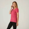 T-shirt Regular Fitness Femme - 500 Essentials Rose Chiné