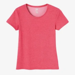T-shirt Regular Fitness Femme - 500 Essentials Rose Chiné -Sportmania t shirt regular 500 femme gris 5