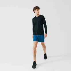 Kalenji Men's Running Breathable Long-Sleeved T-shirt Sun Protect - Black -Sportmania t shirt running anti uv homme blanc 2