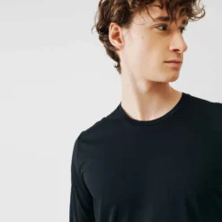 Kalenji Men's Running Breathable Long-Sleeved T-shirt Sun Protect - Black -Sportmania t shirt running anti uv homme blanc 3