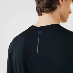 Kalenji Men's Running Breathable Long-Sleeved T-shirt Sun Protect - Black -Sportmania t shirt running anti uv homme blanc 4