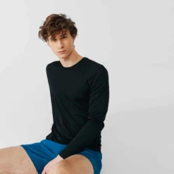 Kalenji Men's Running Breathable Long-Sleeved T-shirt Sun Protect - Black -Sportmania t shirt running anti uv homme blanc 6