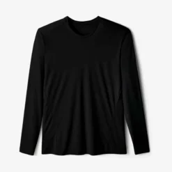 Kalenji Men's Running Breathable Long-Sleeved T-shirt Sun Protect - Black -Sportmania t shirt running anti uv homme blanc 7
